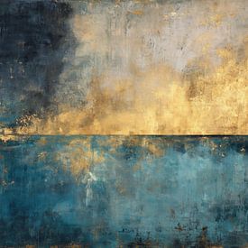 Abstract Painting - Blue Gold Mysterious and Luxurious by Joriali Abstract