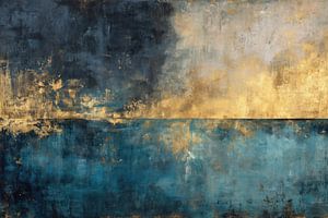 Abstract Painting - Blue Gold Mysterious and Luxurious
