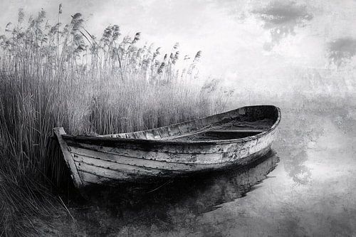 Oude boot aan de oever