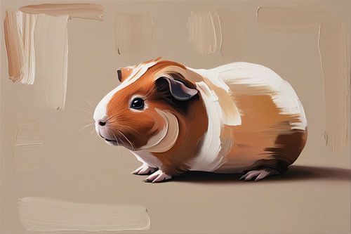 Realistisch cavia schilderij in olieverf
