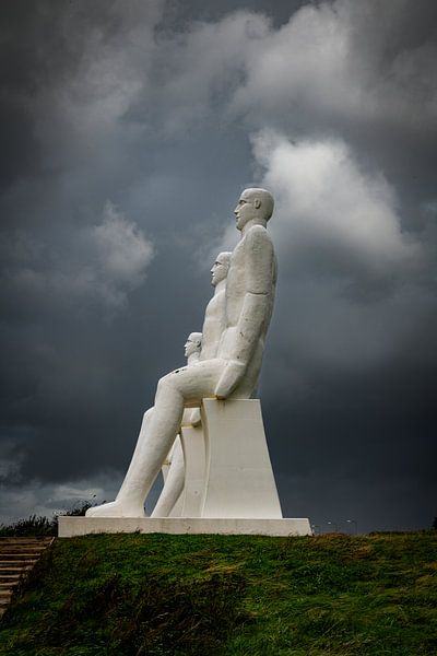 White Men statues, Esbjerg, Denmark. Four white men sit looking at the sea near Esbjerg by ChrisWillemsen