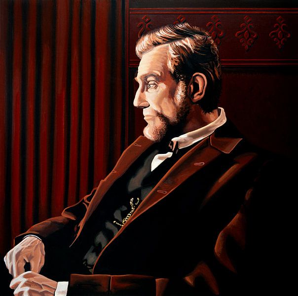 Daniel Day Lewis als Abraham Lincoln schilderij par Paul Meijering