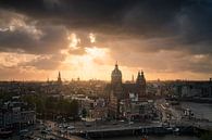 Nice sunset at the Amsterdam Skyline by Albert Dros thumbnail