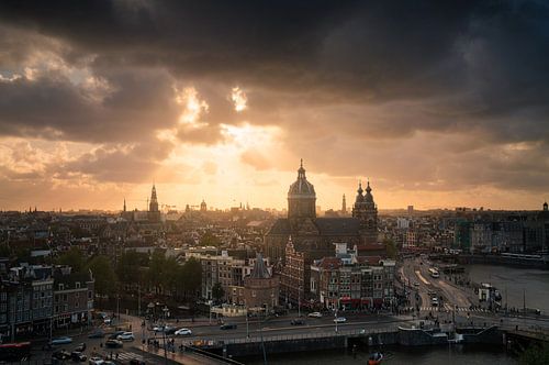 Nice sunset at the Amsterdam Skyline
