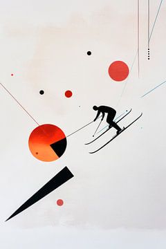 Skiër in abstracte kunst van Poster Art Shop