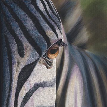 Zebra schilderij van Russell Hinckley