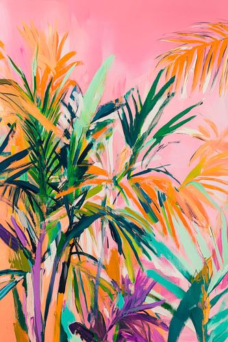 Tropisch spel van bladeren in levendige kleuren