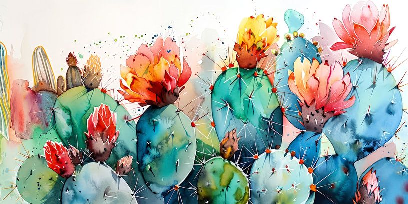 Woestijnbloei in Aquarel van ByNoukk