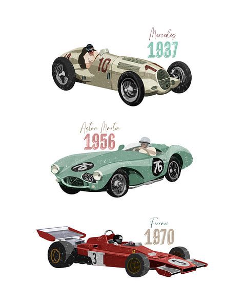 Vintage racing cars by Goed Blauw