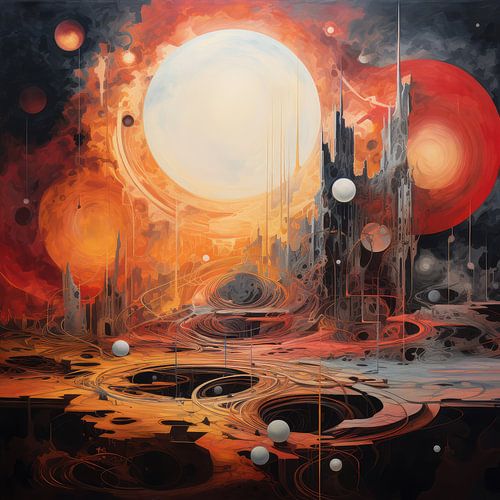 Bizarre Abstracte surrealistische achtergrond van kleuren en vormen