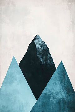 Modern mountain landscape in blue and grey by Poster Art Shop