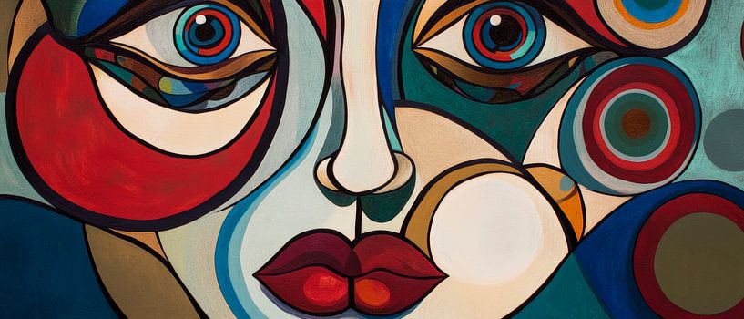Farbintensive abstrakte Gesichtsdarstellung von Poster Art Shop
