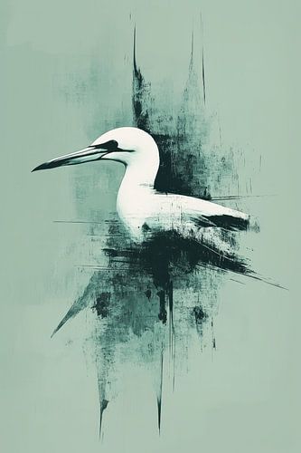 Minimalist Bird Portrait in Mint