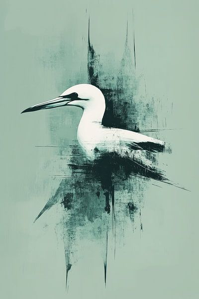 Minimalist Bird Portrait in Mint by Eva Lee