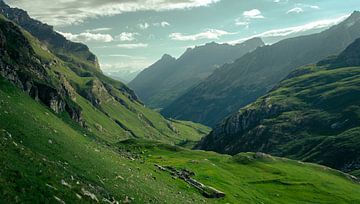 La chaîne de montagnes vertes de la région d'Aoste sur Marjolein Fortuin