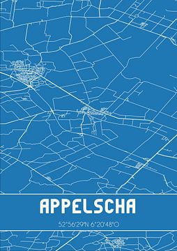 Blauwdruk | Landkaart | Appelscha (Fryslan) van MijnStadsPoster
