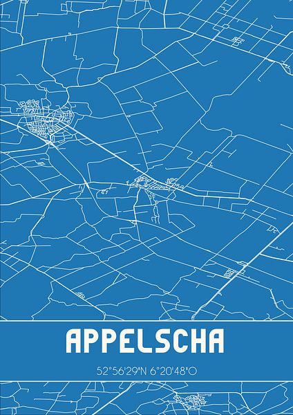 Blueprint | Carte | Appelscha (Fryslan) par Affiches de lieux