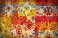 Fröhlich Collage von Sternen, rot und gelb. Muster von Rietje Bulthuis Miniaturansicht