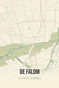 Vintage landkaart van De Falom (Fryslan) van Rezona