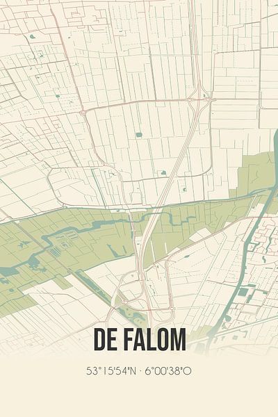 Carte ancienne de De Falom (Fryslan) par Affiches de lieux