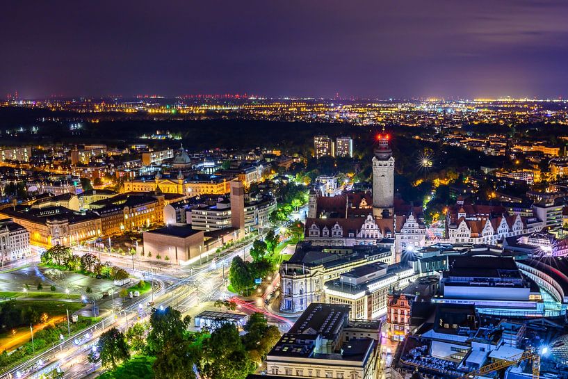 Vue panoramique de Leipzig la nuit par Andreas Völkel