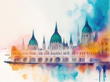 Budapest als Aquarel van Brian Morgan