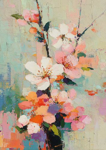 Fleurs de pêcher - Peinture à l'huile impressionniste