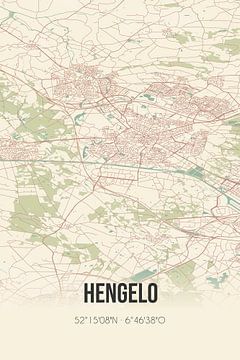 Vintage landkaart van Hengelo (Overijssel) van MijnStadsPoster