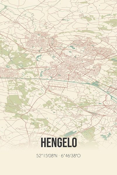 Vintage map of Hengelo (Overijssel) by Prints of Place