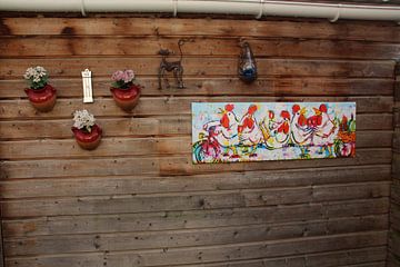 Kundenfoto: Hühnerspaß auf dem Tandem | Panorama von Vrolijk Schilderij