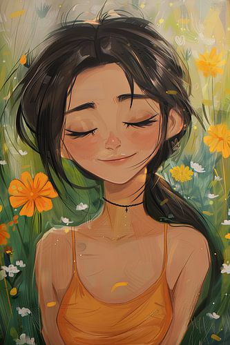 kleurrijk schilderachtig portret van vrouw