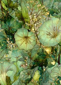 Tropische Schwingungen Florales Laub grün