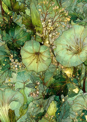 Vibrations tropicales Feuillage floral vert