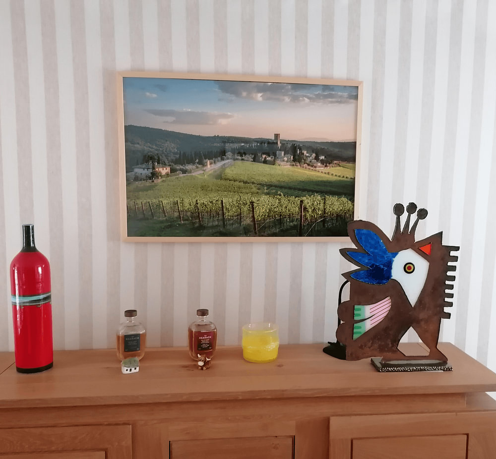 Die Abtei Badia a Passignano und die Chianti-Weinberge bei Sonnenuntergang, von Stefano Orazzini