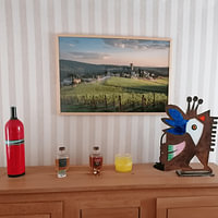 Klantfoto: De abdij van Badia a Passignano en de Chianti-wijngaarden bij zonsondergang van Stefano Orazzini, als ingelijste fotoprint