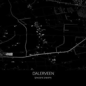 Schwarz-weiße Karte von Dalerveen, Drenthe. von Rezona