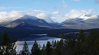 Snow-capped mountains of Rondane near Lake Atnsjoen in Norway by Aagje de Jong thumbnail