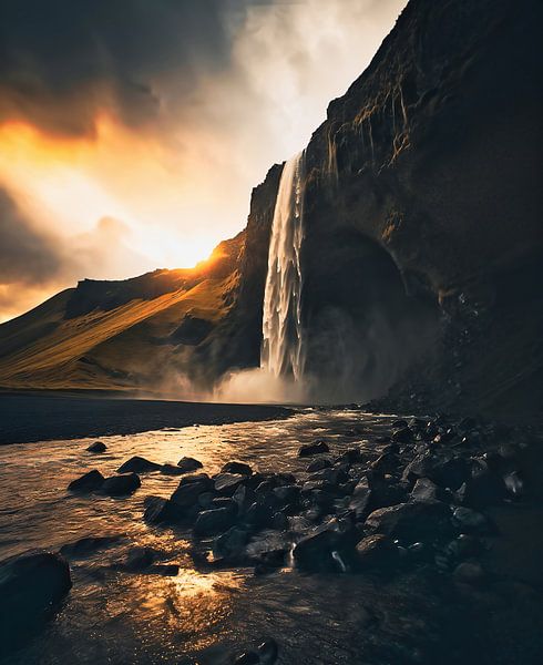 Wasserfall in Island von fernlichtsicht