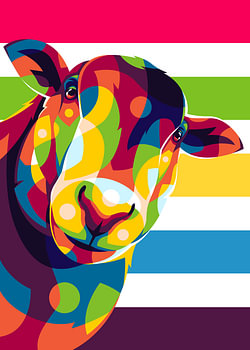 Schaf-Portrait im Pop-Art-Stil