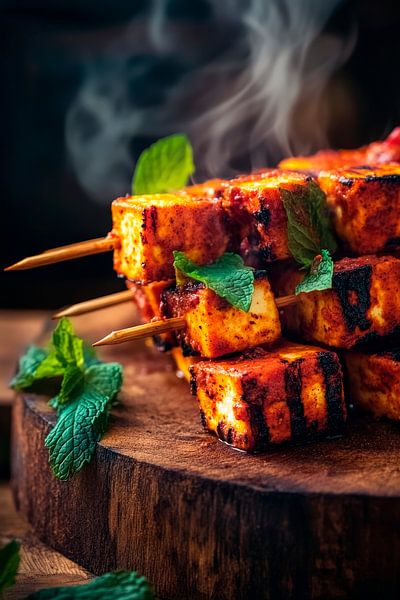 Grilled paneer skewers with mint - flavourful by Poster Art Shop