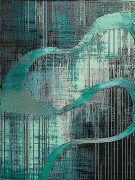 Modernes abstraktes Design. Strukturen in Dunkelgrau und Blaugrün von Studio Pieternel