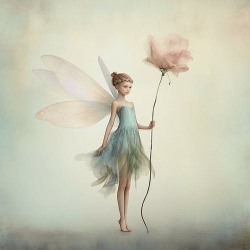 Enchanting fairy with tall flower