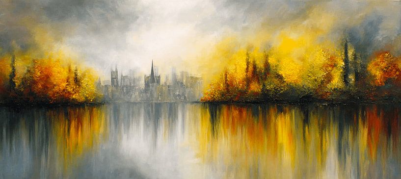 Goldene Stadt am Spiegelsee von Karina Brouwer
