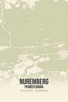 Vintage landkaart van Nuremberg (Pennsylvania), USA. van MijnStadsPoster