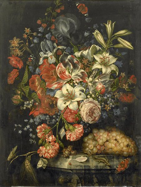 Stilleben mit Blumen und Früchten, Ottmar Elliger (I) von Meisterhafte Meister