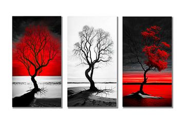 Bomen aan de kust-x3-23 van Rautenberg Digital Art Maritim