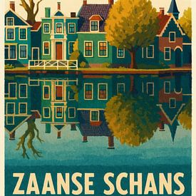 Zaanse Schans - Maisons traditionnelles en bois au bord de l'eau sur Sabine Wagner