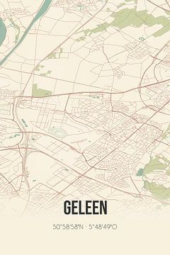 Vintage landkaart van Geleen (Limburg) van Rezona