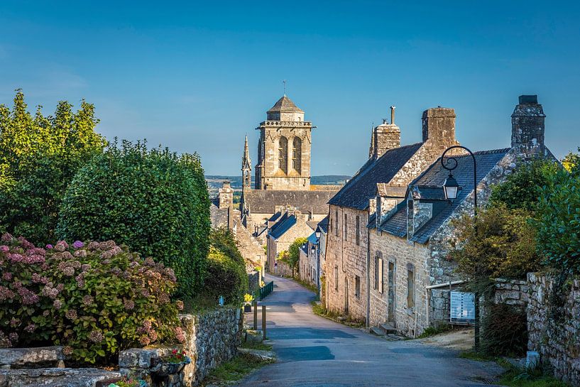 Path to the old town centre of Locronan with Saint-Ronan church, Brittany by Christian Müringer