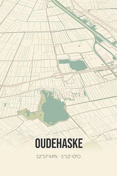 Vintage landkaart van Oudehaske (Fryslan) van Rezona